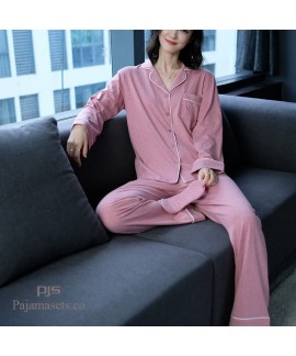 19 New Coloured Cotton Long Sleeve Loving pajama sets for women comfy set pjs female