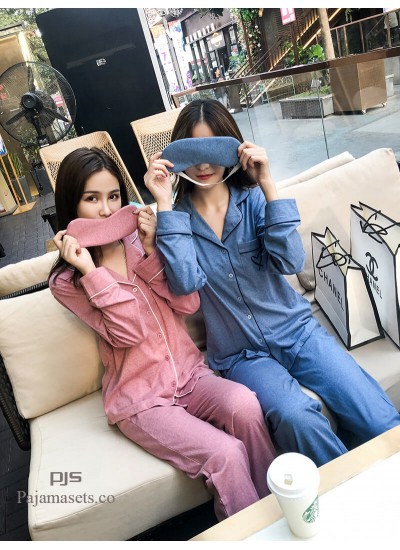 19 New Coloured Cotton Long Sleeve Loving pajama sets for women comfy set pjs female