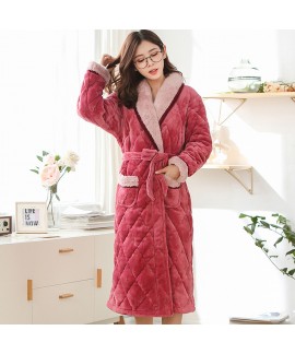 Ladies cotton pajamas and robe sets for winter comfy pajamas female