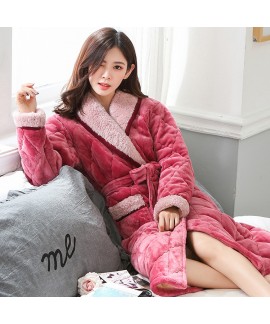 Ladies cotton pajamas and robe sets for winter comfy pajamas female