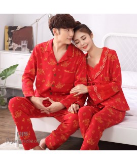 long sleeves new couples' cotton pajamas for sprin...