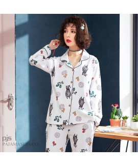 New cotton pajamas for pregnant women in spring thin cardigan cotton set of pajamas female