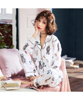 New cotton pajamas for pregnant women in spring thin cardigan cotton set of pajamas female