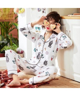 New cotton pajamas for pregnant women in spring thin cardigan cotton set of pajamas female