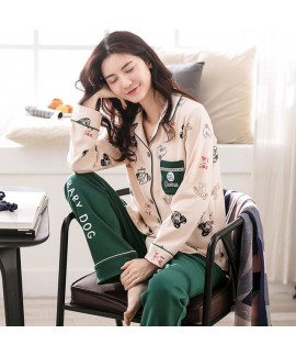 Pure cotton long sleeves printed pajamas for women...