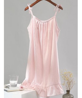 Sexy sling cotton pyjamas for girls comfy cotton nightgown female