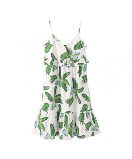 summer cotton pajamas sexy sling pyjamas cotton,lovely Women's plant print nightdress