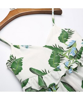 summer cotton pajamas sexy sling pyjamas cotton,lovely Women's plant print nightdress
