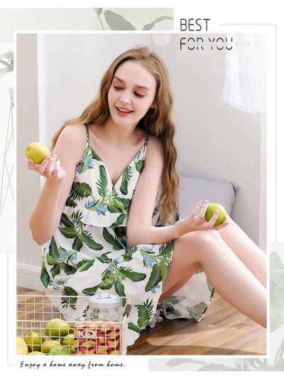 summer cotton pajamas sexy sling pyjamas cotton,lovely Women's plant print nightdress