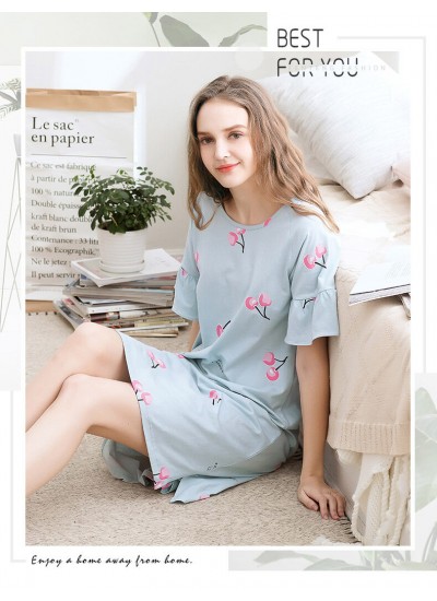 Comfortable women cotton pajamas for spring soft printed lounge pajamas female