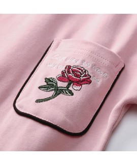 long sleeved women's cotton pink pajama sets for spring and Autumn