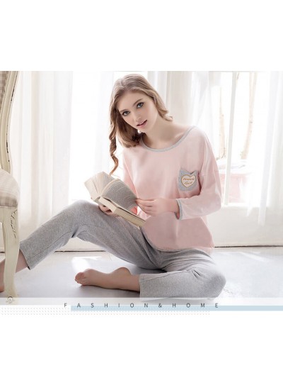 cotton loose long sleeved lovely thin women's Comfortable Pajamas