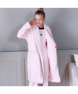 autumn and winter pink outdoor wear,Flannel pajamas for women