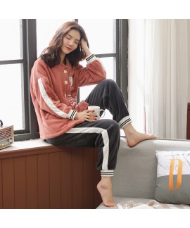 Women Lovely flannel fashion home pajama set in winter
