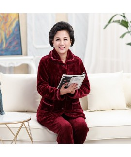 Plus size middle and old aged Flannel pajamas in autumn and winter