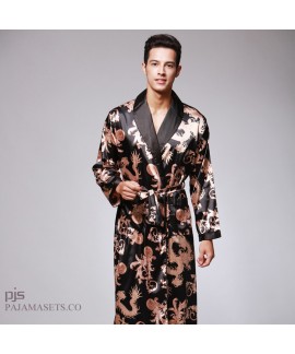 Luxury women's three-piece pajama Set in summer Long-sleeved Men's pajama and bathrobe