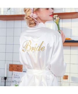 Embroidered Simulated silk bride's nightgown for wedding Bridemaid's cardigan morning gown female