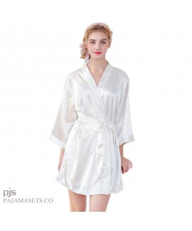 Embroidered Simulated silk bride's nightgown for wedding Bridemaid's cardigan morning gown female