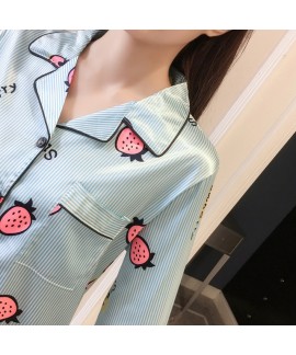 New Ice Silk Leisure pajamas Female for Spring Long Sleeve Large-Size Sleepwear sets for women