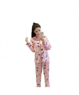 New Ice Silk Leisure pajamas Female for Spring Long Sleeve Large-Size Sleepwear sets for women