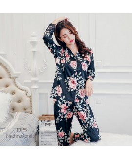 New Satin silk ladies' pajamas cute printed set pj...