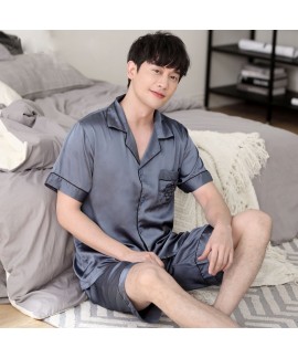 Mens luxury ice silk set of pajamas for spring buy...