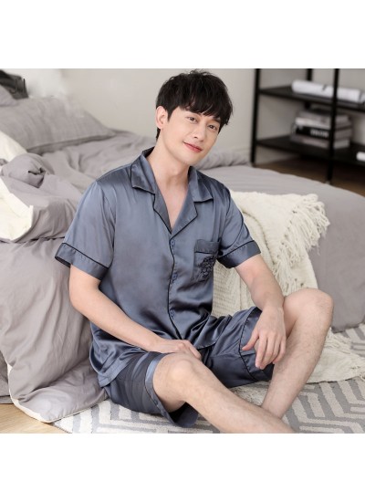 Mens luxury ice silk set of pajamas for spring buy silky nightwear male