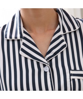 Cute stripes women Satin pajamas short sets for spring comfy silky nightwear female