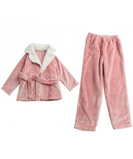 large Winter flannel warm velvet pajama set for girls