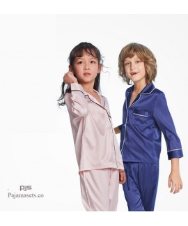 Children's Ice Silk sleepwear sets for spring luxury Silk Simulated pj Set for Girls and Boys