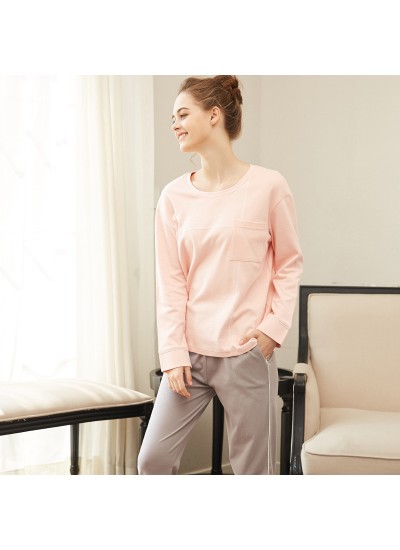 Long sleeved cotton set of pajamas for women comfy lounge pajamas female