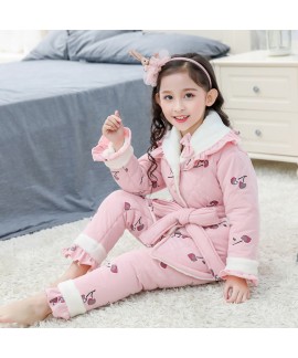 Children's COTTON PAJAMA set with velvet family matching pajamas in autumn and winter