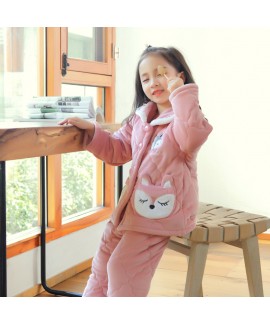 Children's COTTON PAJAMA set with velvet family matching pajamas in autumn and winter