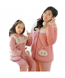 Children's COTTON PAJAMA set with velvet family matching pajamas in autumn and winter