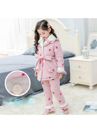 Children's COTTON PAJAMA set with velvet family matching pajamas in autumn and winter