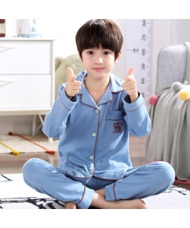 Long sleeves 100 cotton Boys' pajama set for spring cheap set of pajamas for children