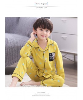 Long sleeves 100 cotton Boys' pajama set for sprin...