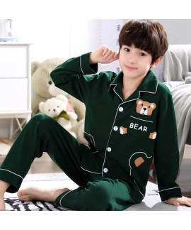 Long sleeves 100 cotton Boys' pajama set for spring cheap set of pajamas for children