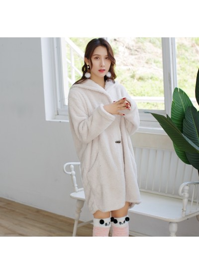 Coral fleece thicken lounge pajamas female comfy pajamas sets women