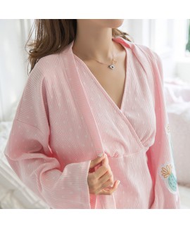 large size Cotton cardigan pyjamas outside wear three pajama sets