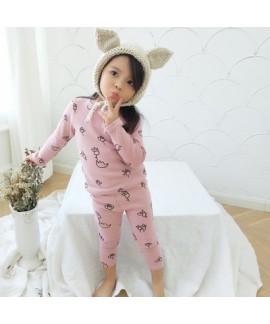 Cute flower printed girls cotton lounge pajamas comfy pj sets female