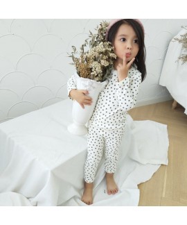 Cute flower printed girls cotton lounge pajamas co...