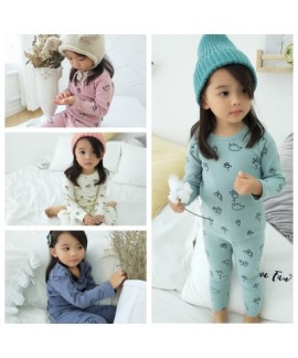 Cute flower printed girls cotton lounge pajamas comfy pj sets female