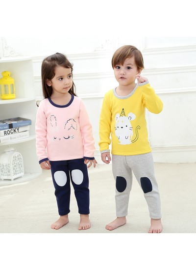 Autumn and Winter Children's Furring and Thickening Thermal Pajama Set