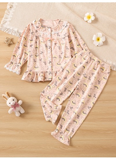 Cloud Print Lounge Set Short Sleeve Buttons Top Elastic Waistband Shorts Womens Loungewear Sleepwear 