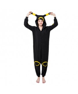 Polar fleece cartoon animal one-piece pajamas black moon elves couple pajamas