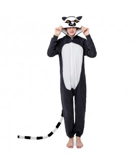 Polar fleece cartoon one piece pajamas long tail m...