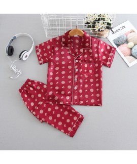 Ice Silk pajama sets 4-color short sleeve summer sleepwear