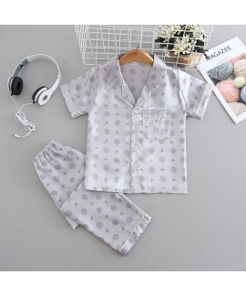Ice Silk pajama sets 4-color short sleeve summer sleepwear