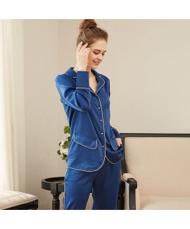 women's spring simulation silk Pajama set female sleepwear